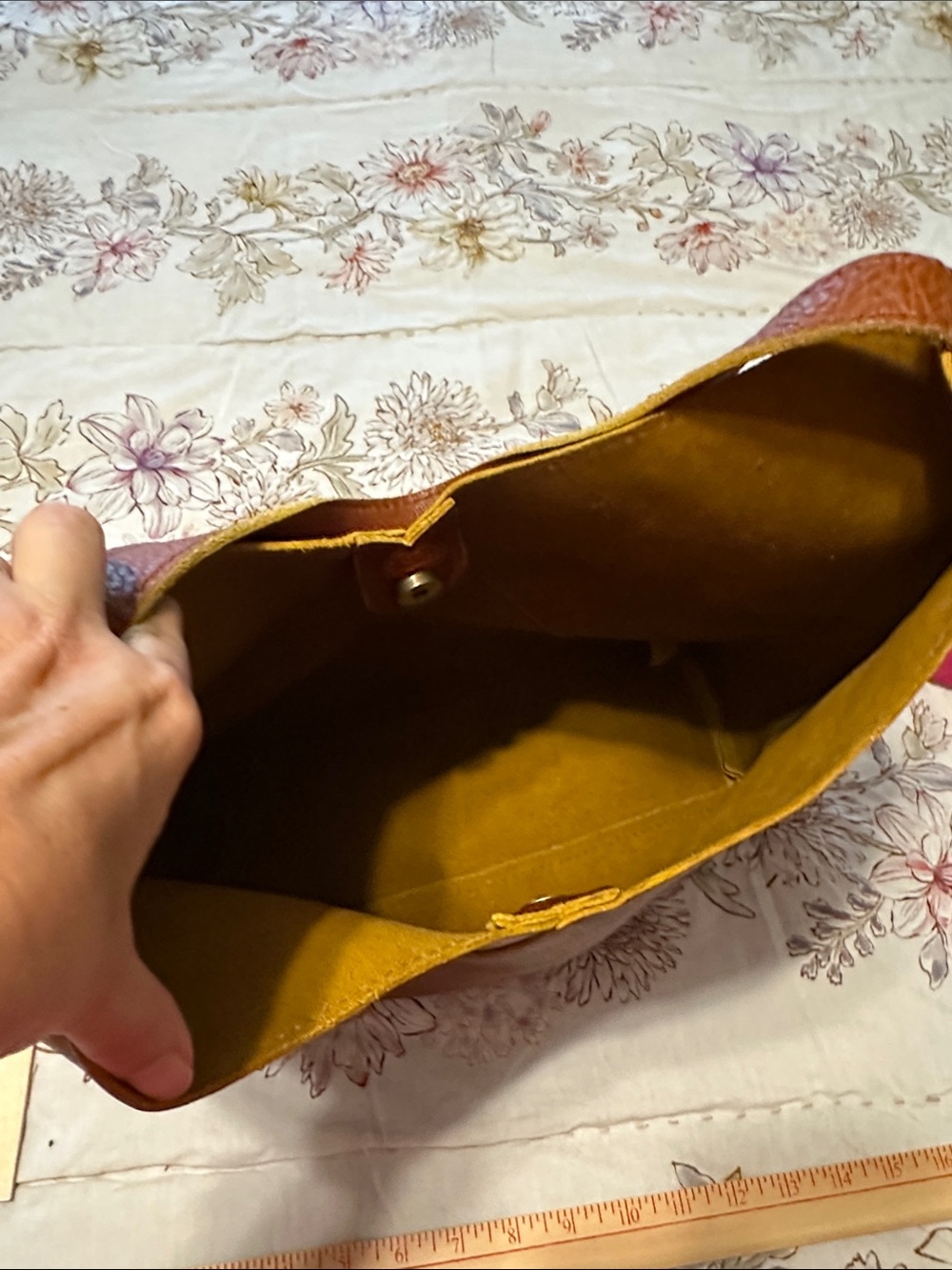 Portland Leather Cognac Pebbled Shoulder Bag - Picture 7 of 11